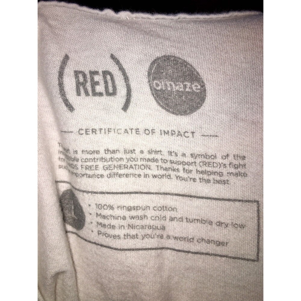 (RED) Tee Bono U2 Y2K 2000s HIV AIDS Global Fund 90s Band Rock Concert Small Tee - Picture 4 of 6